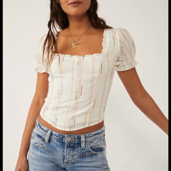 Free People Seratonin Corset Top - Ivory size large NWT - Picture 1 of 8